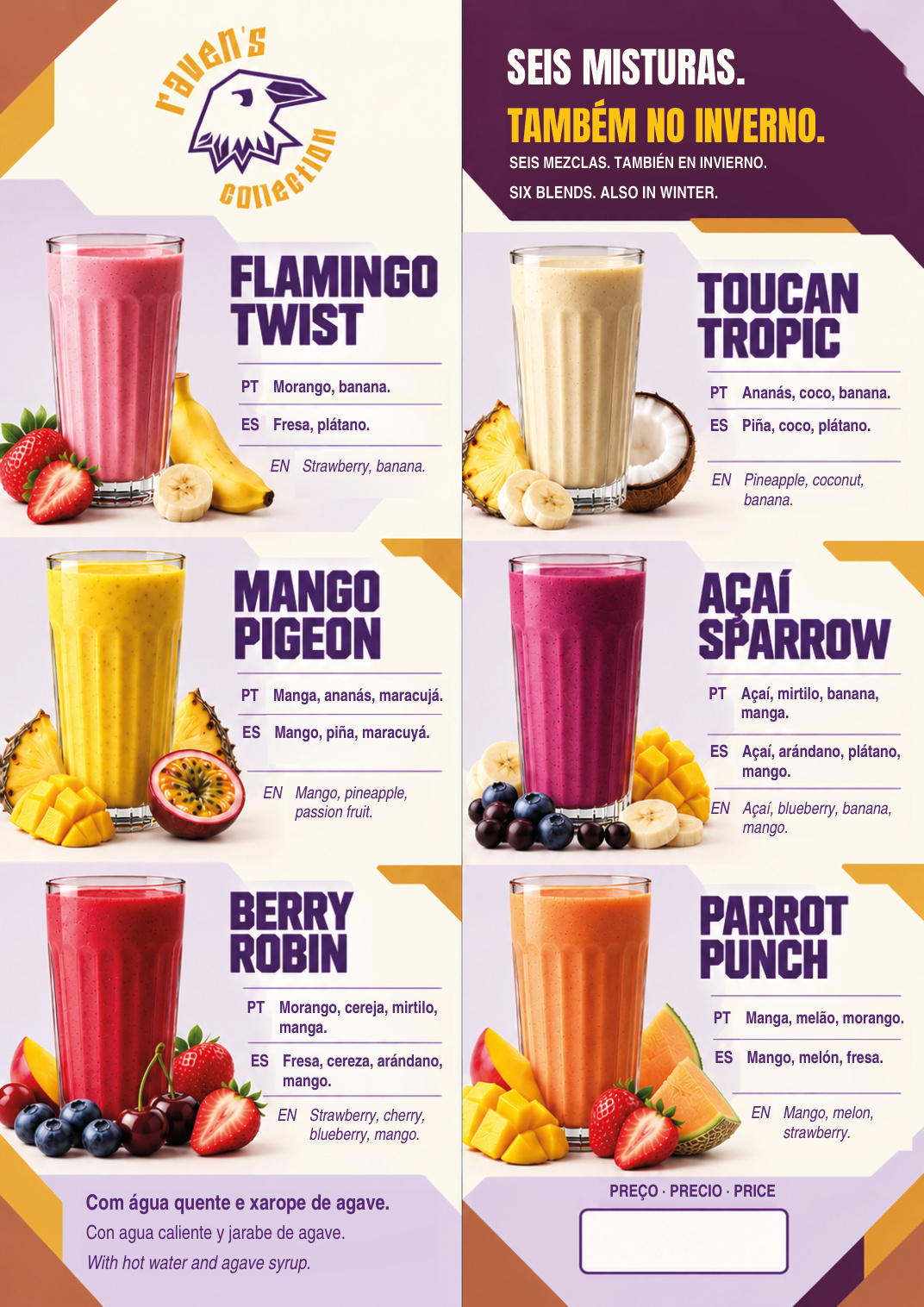 Interior da carta Fruta para Beber
